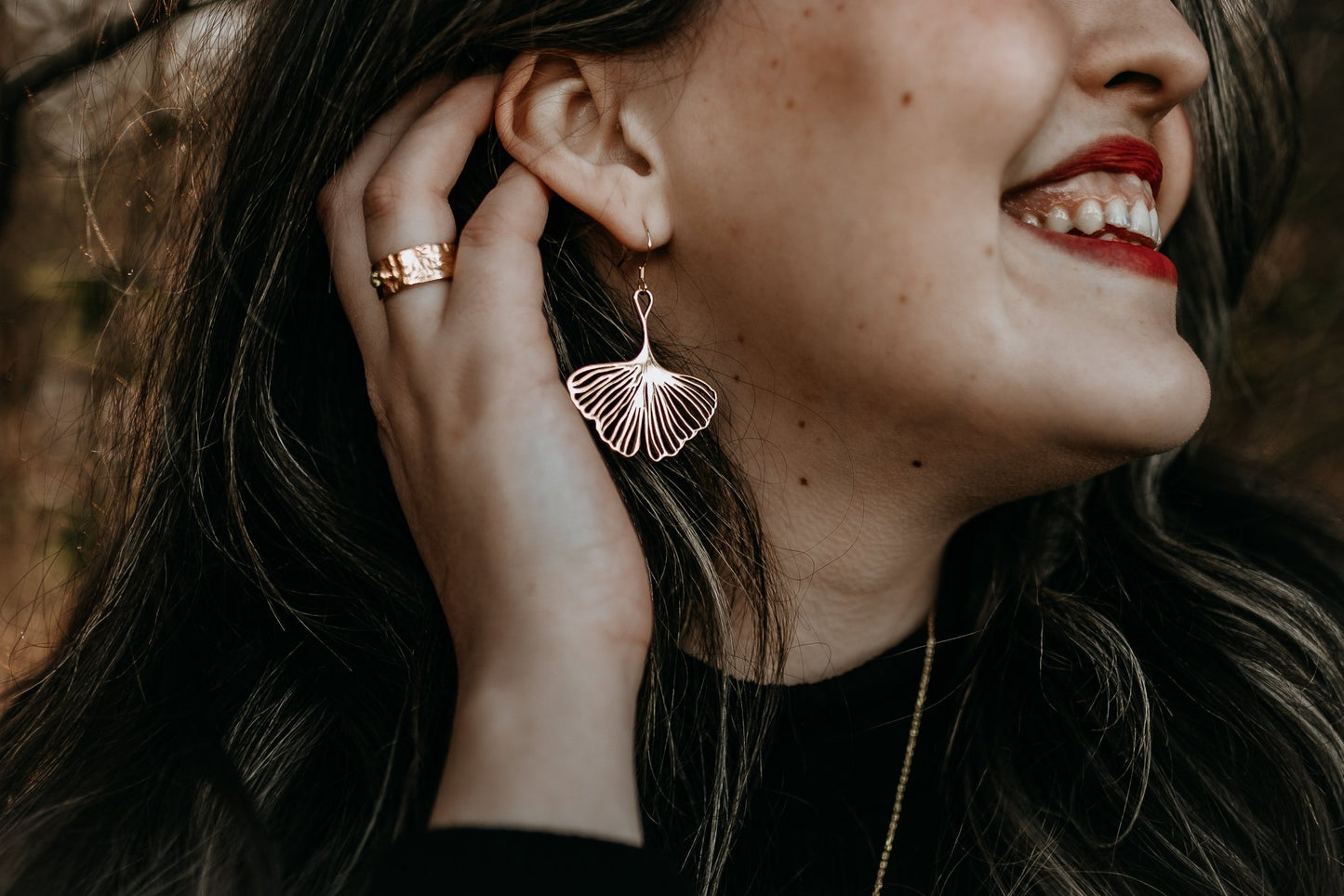 Adia - Ginkgo Leaf Dangle Earrings