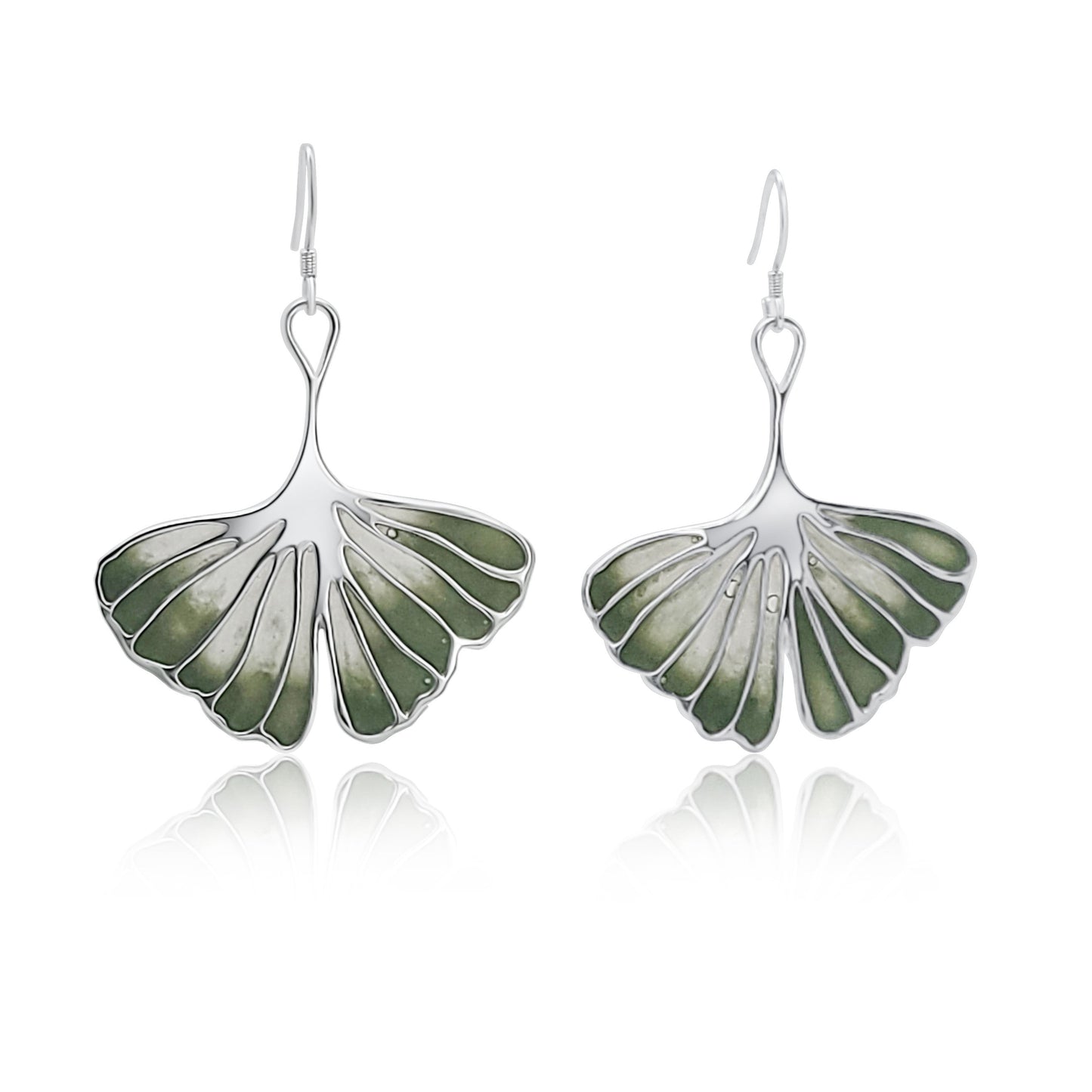 Adia Ginkgo Leaf Green Ombre Dangle Earrings