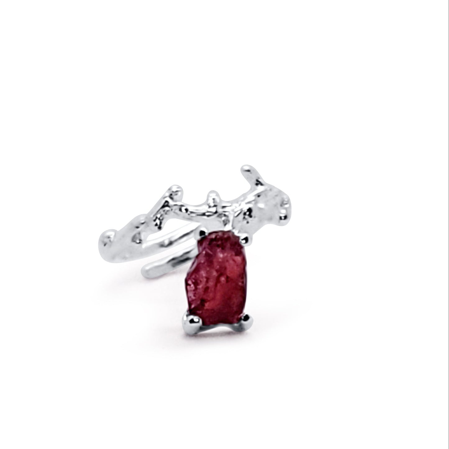 Adjustable Silver Garnet Ring – Size 8