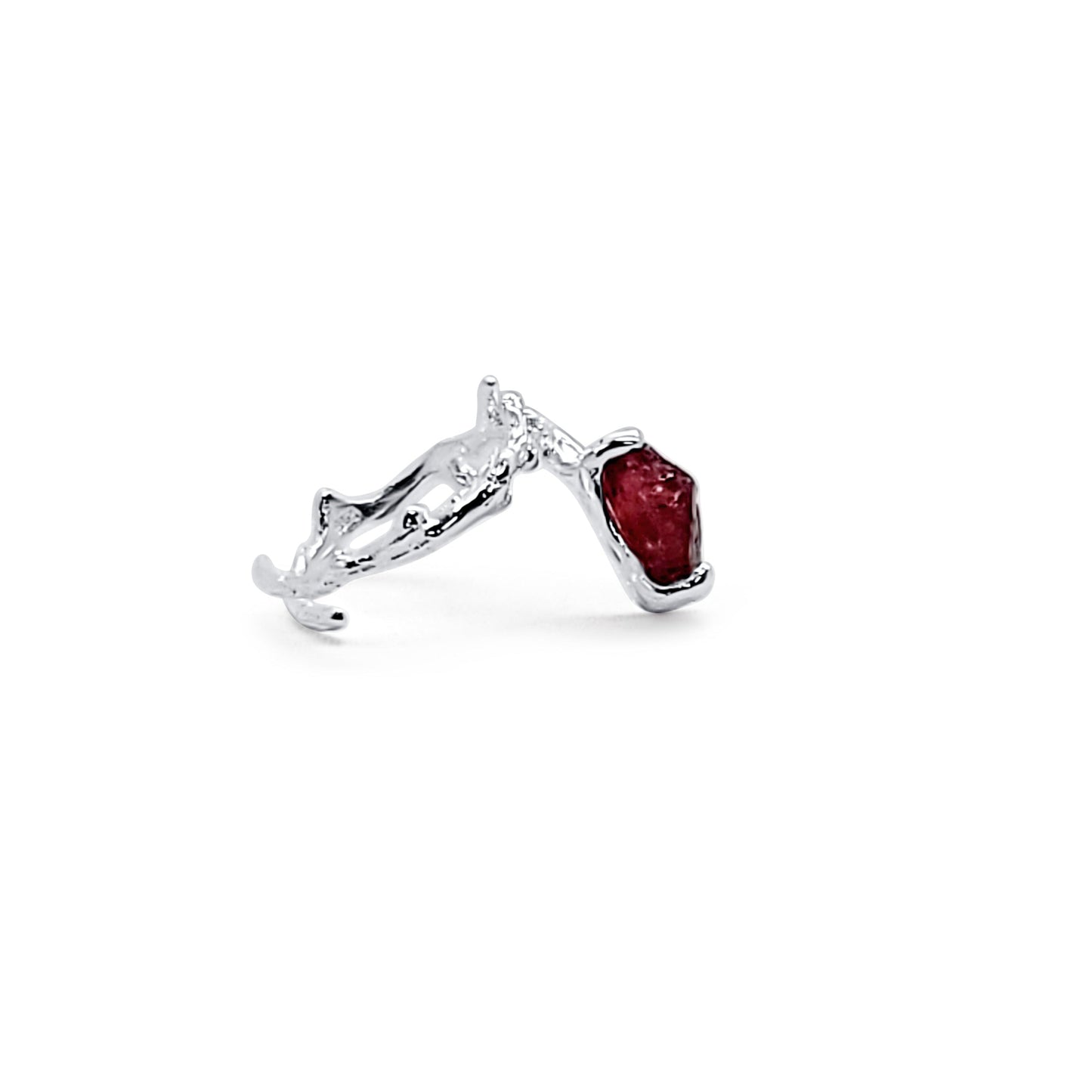 Adjustable Silver Garnet Ring – Size 8