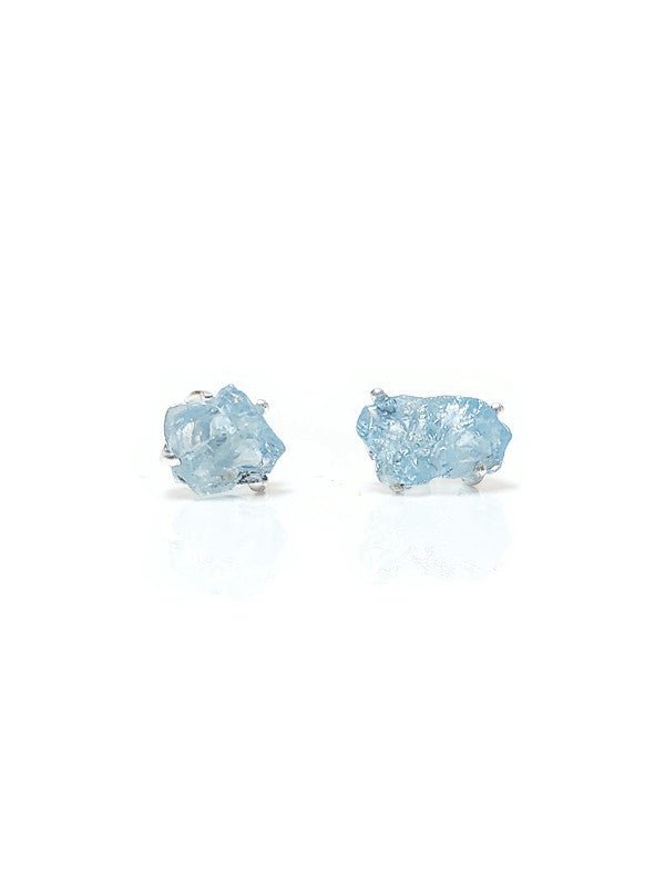 Aquamarine Silver Stud Earrings