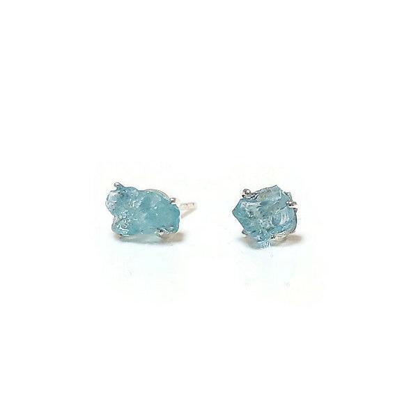 natural aquamarine silver stud earrinds