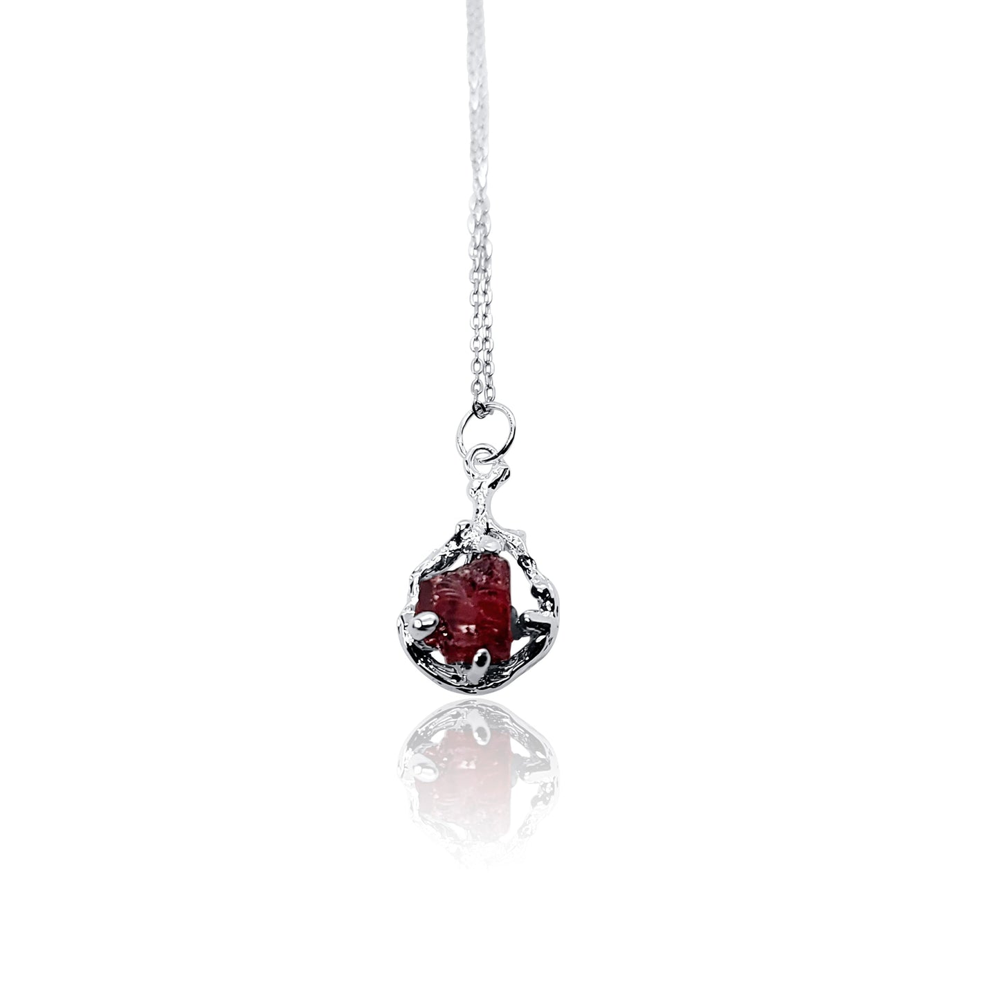 Garnet Branch Pendant Necklace – A Raw Beauty in Sterling Silver