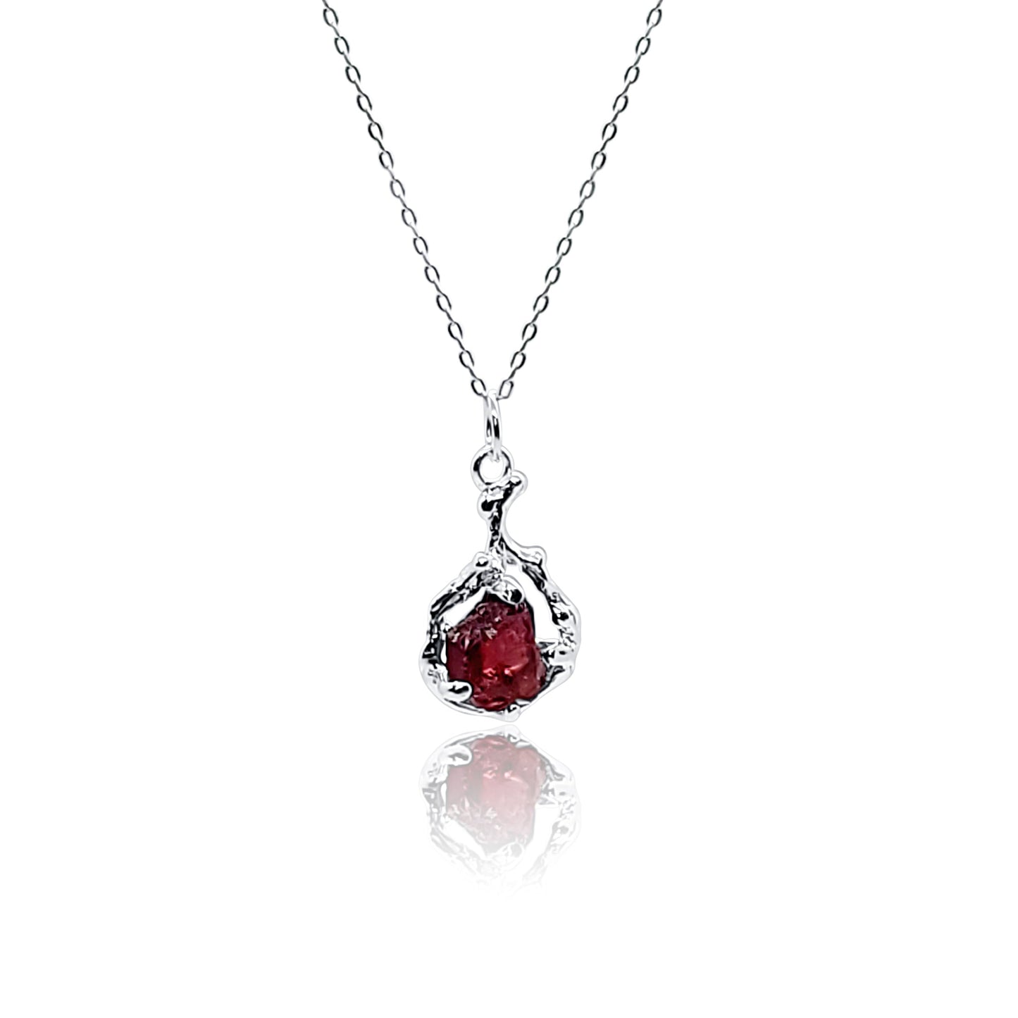 Garnet Branch Pendant Necklace – A Raw Beauty in Sterling Silver