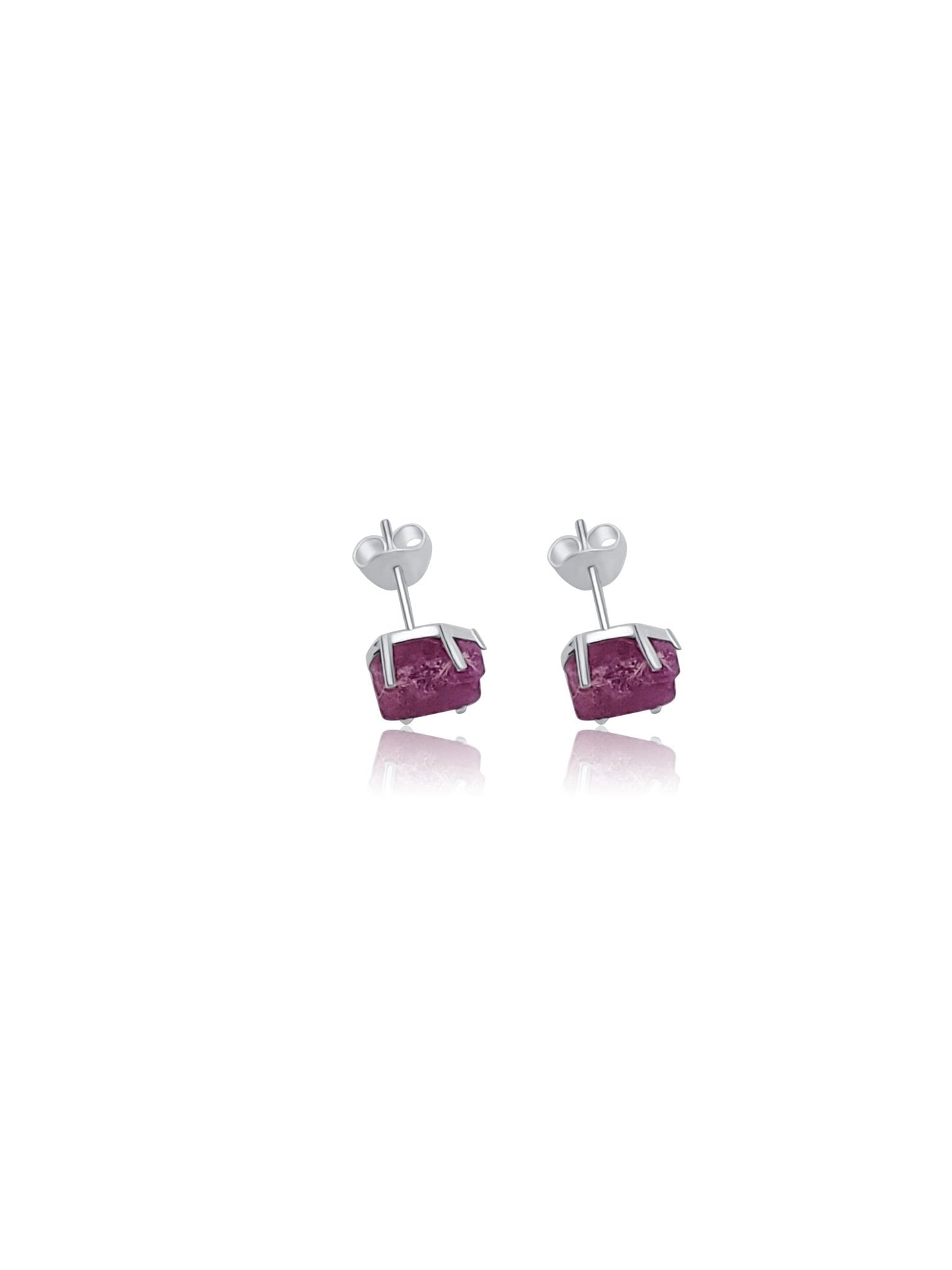 Garnet Silver Stud Earrings