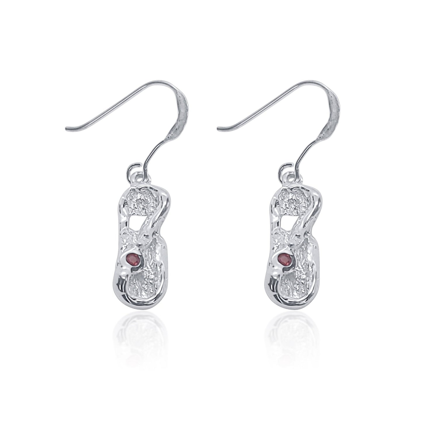 garnet silver handmade dangle earring. one of a kind silver earring