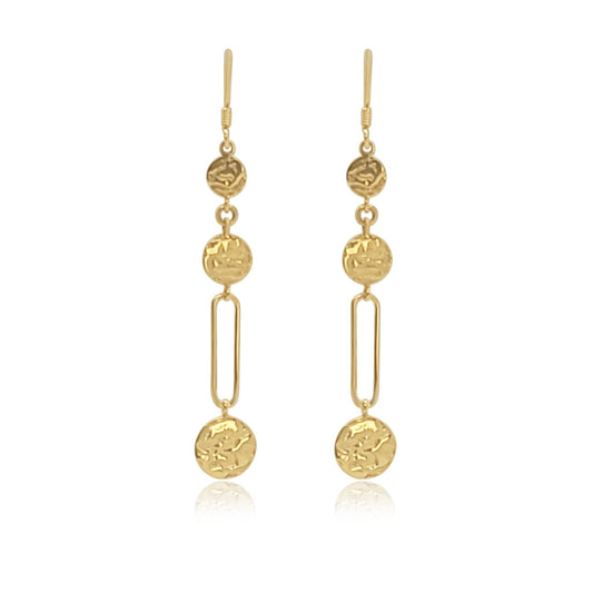 gold delicate chandelier statement earrings with natural driftwood texture