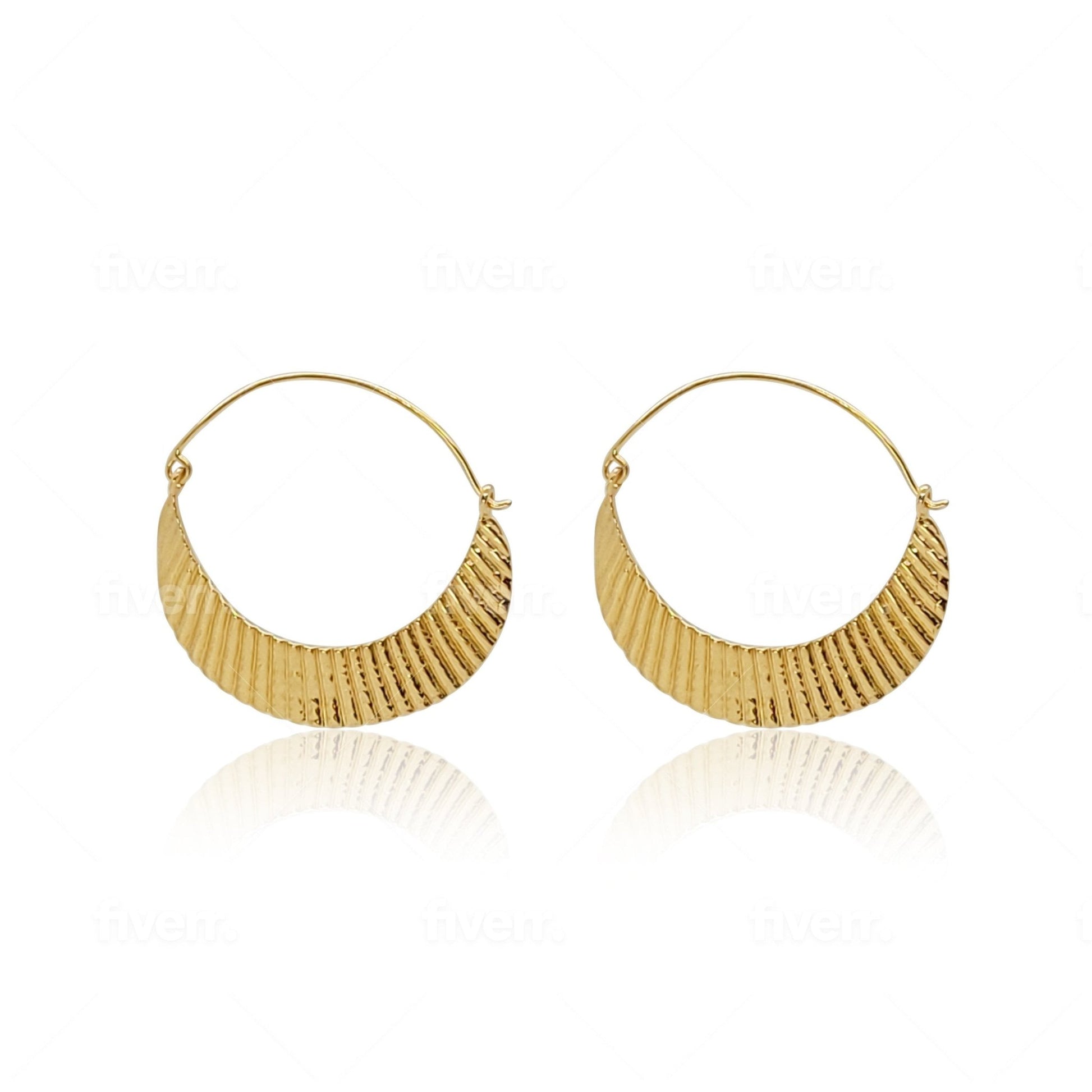 gold hoop earrings shell textured boho gold hoops statement earrings