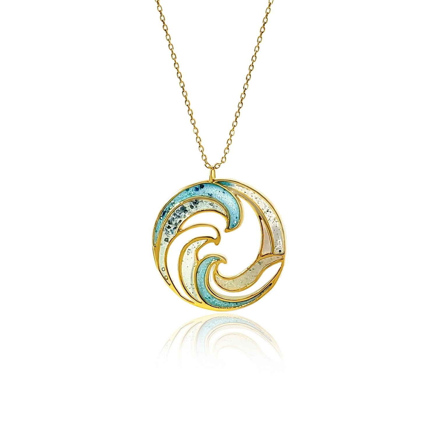 Naia Blue Ocean Circle Pendant Necklace