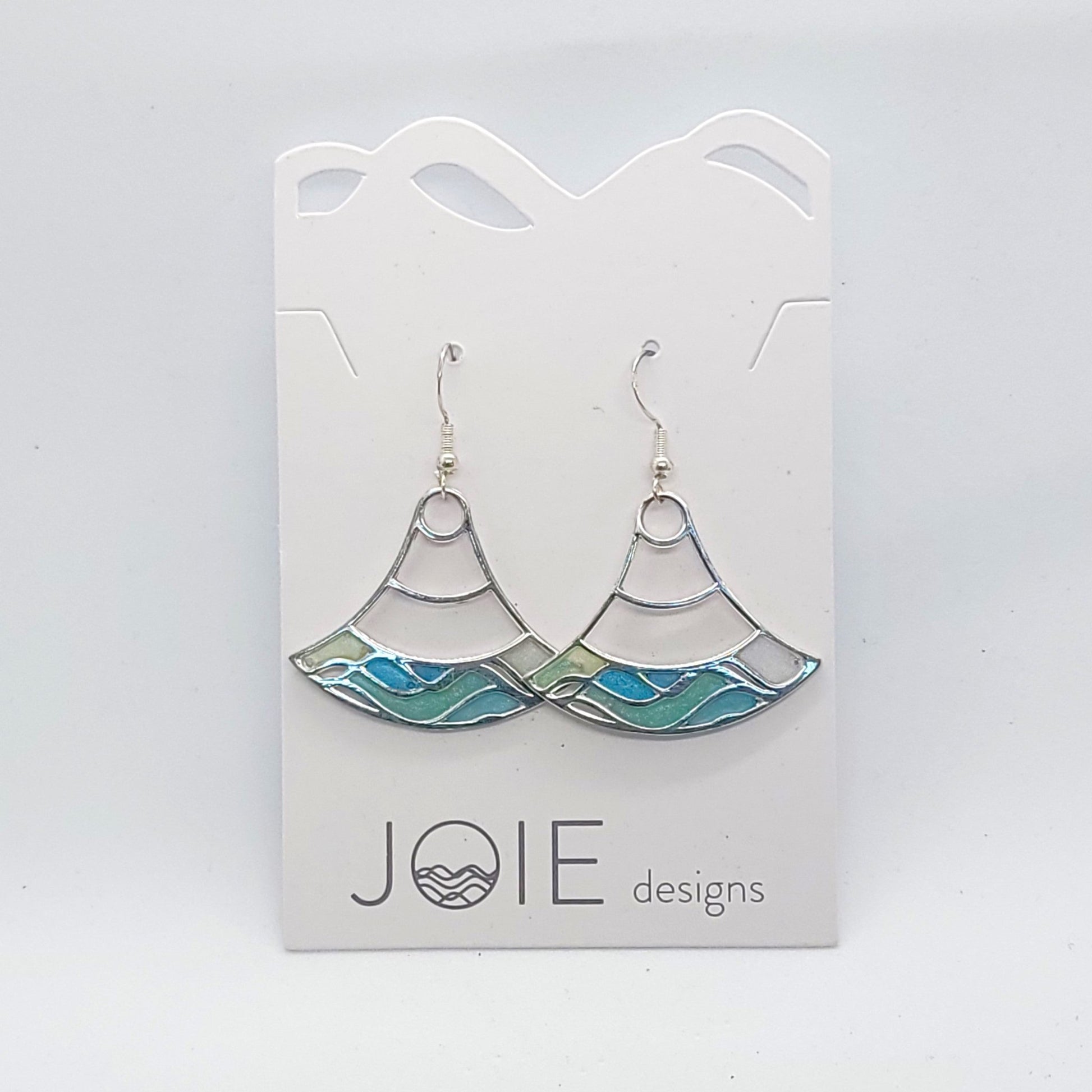 blue double wave earrings. blue statement earrings with meaning