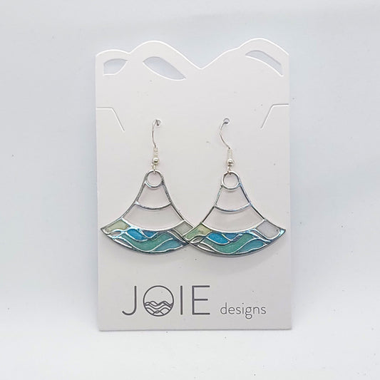 blue double wave earrings. blue statement earrings with meaning