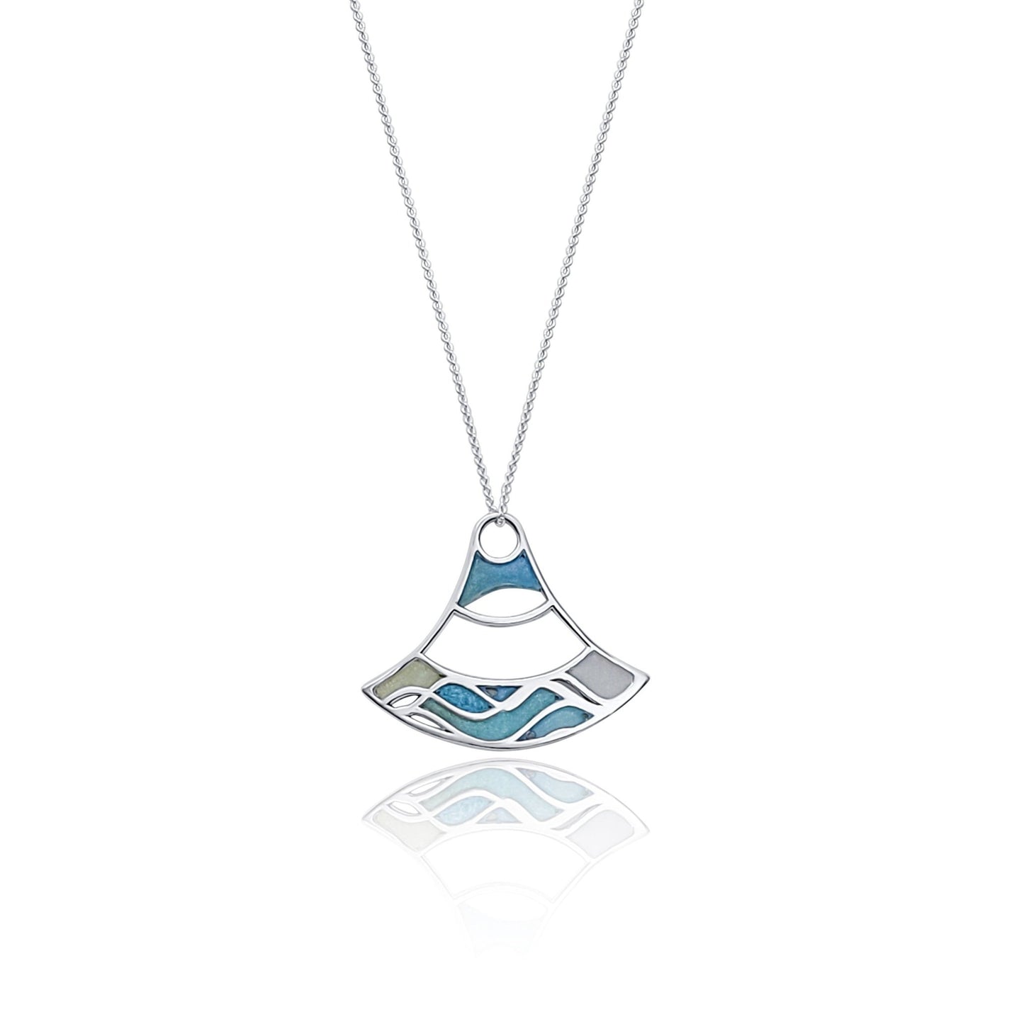 Nalu double wave design with blue water design statement pendant necklace