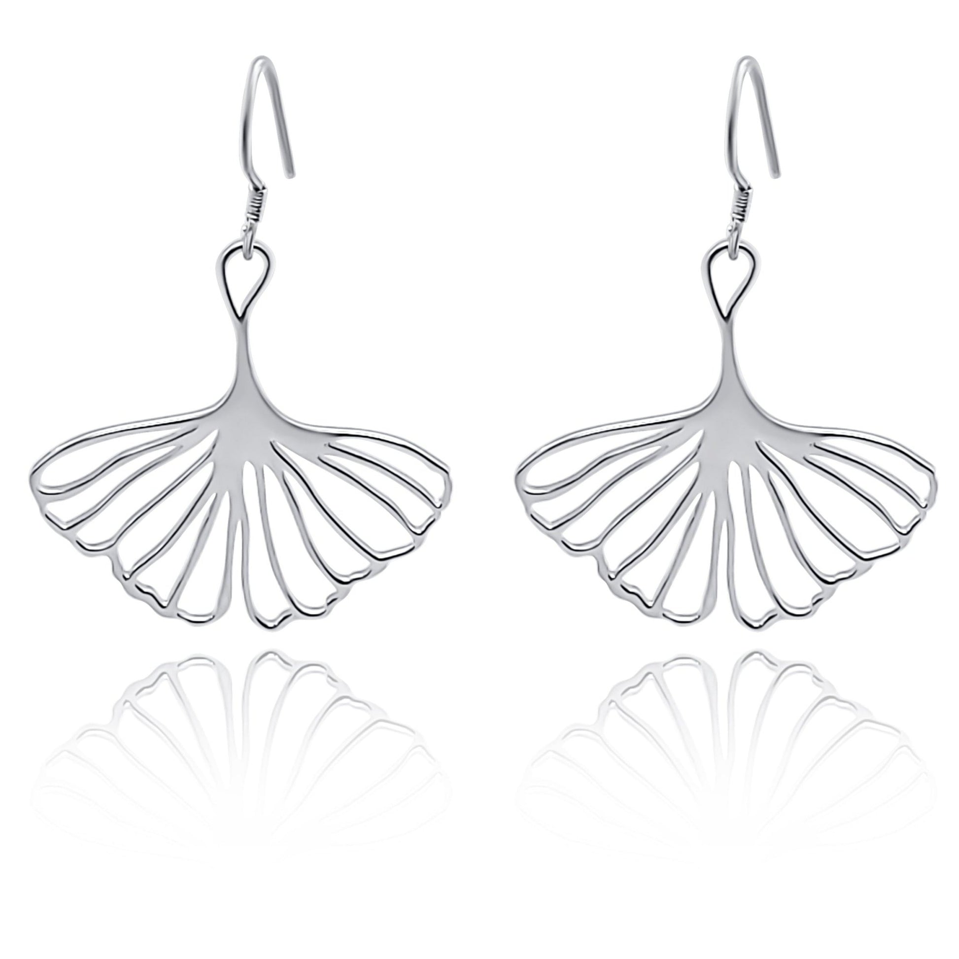 Nanahana Silver Ginkgo Lear dangle earrings. statement earring