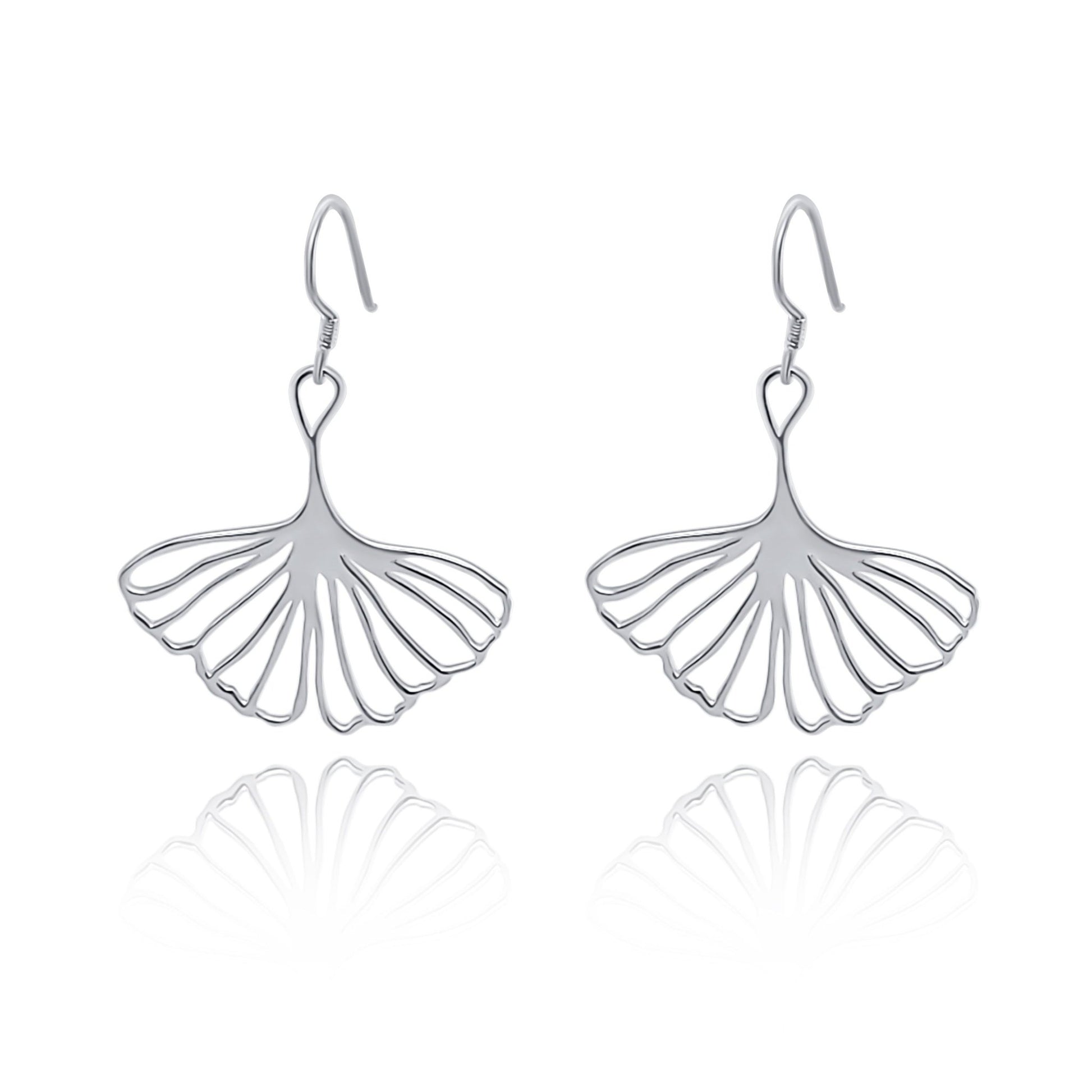 Nanahana Silver Ginkgo Lear dangle earrings. statement earrings