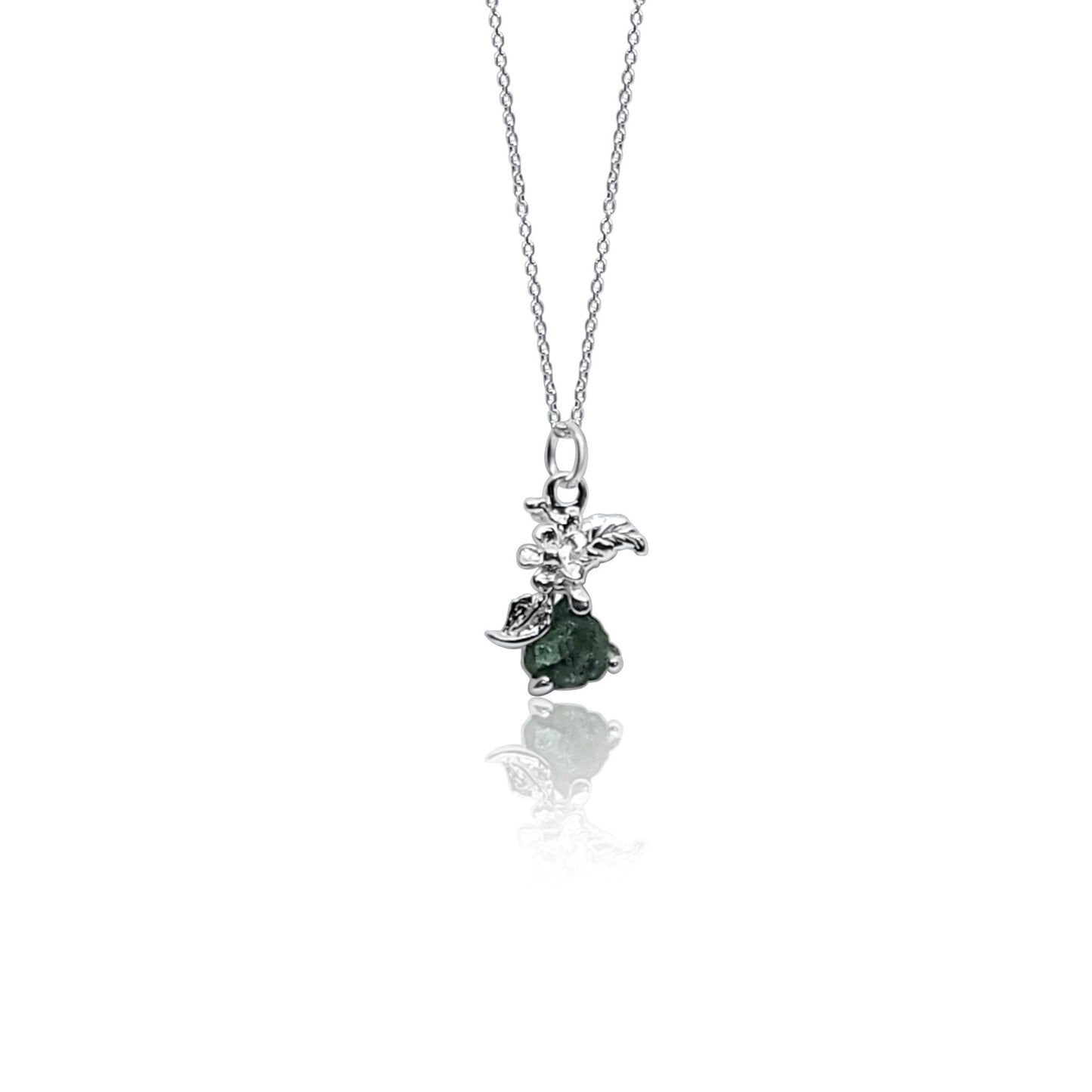 Natural Emerald Flower Pendant Necklace