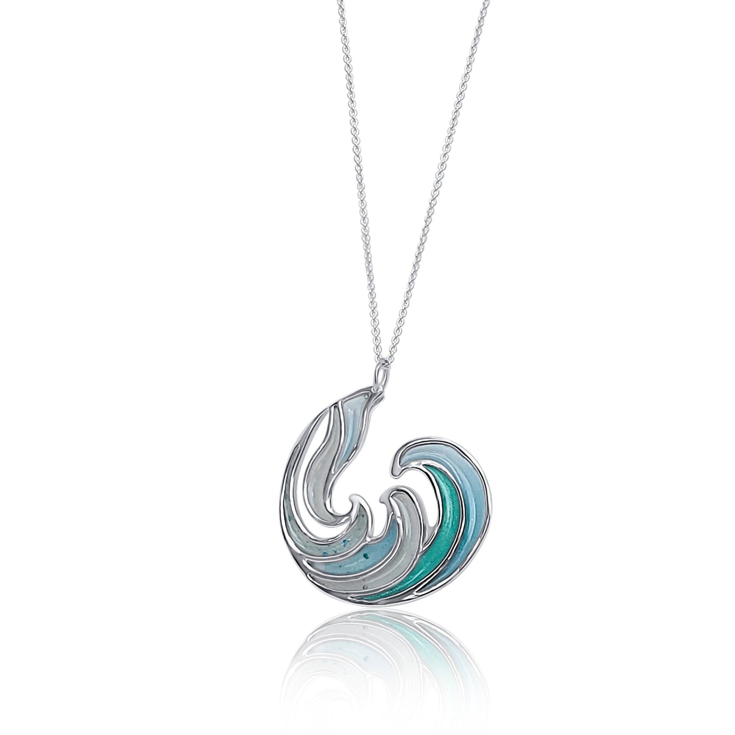 Silver and Blue resin RipCurl Pendant Neclace coloured with resin and mineral inlay 1