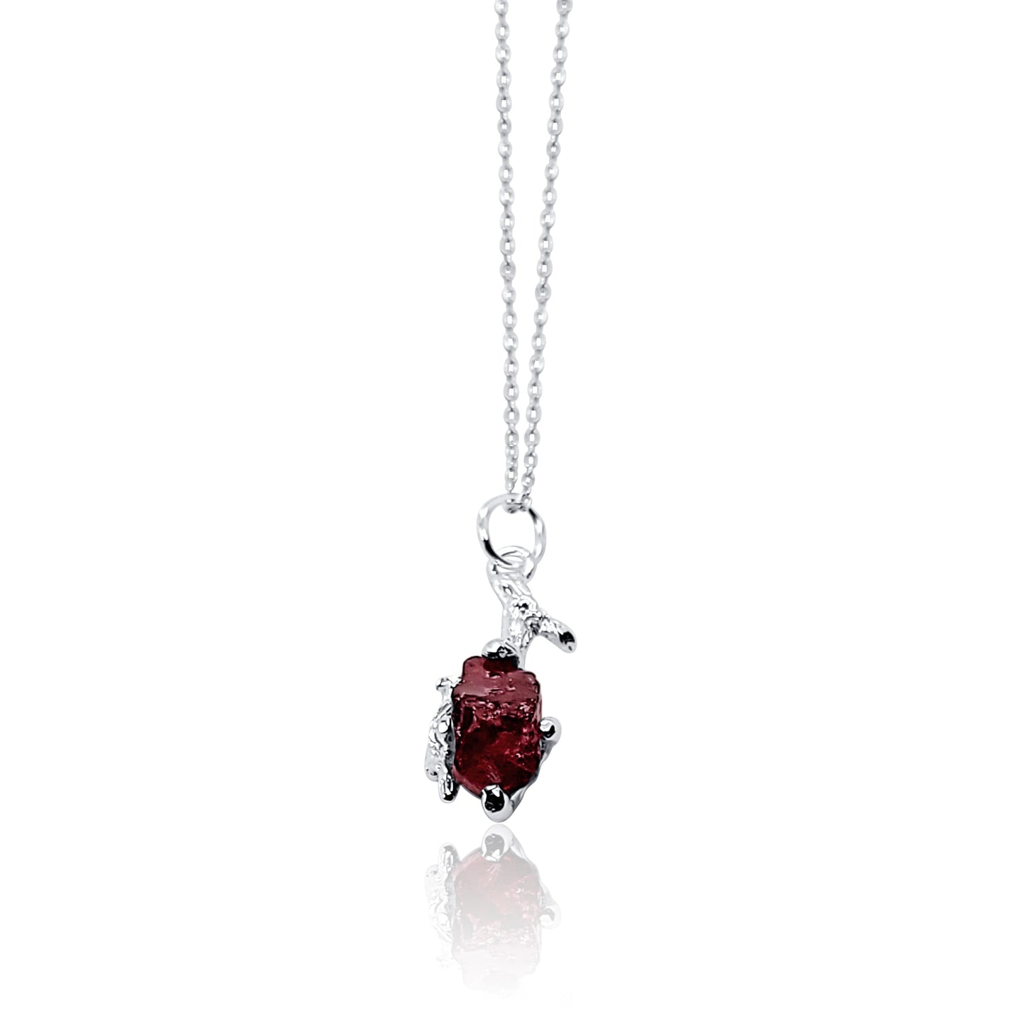 One of a Kind Garnet Silver Pendant Necklace