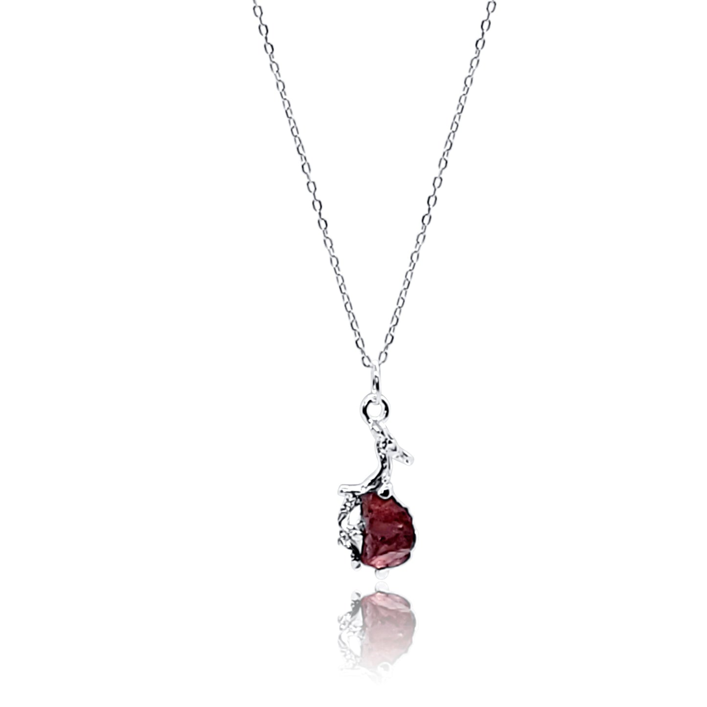 One of a Kind Garnet Silver Pendant Necklace