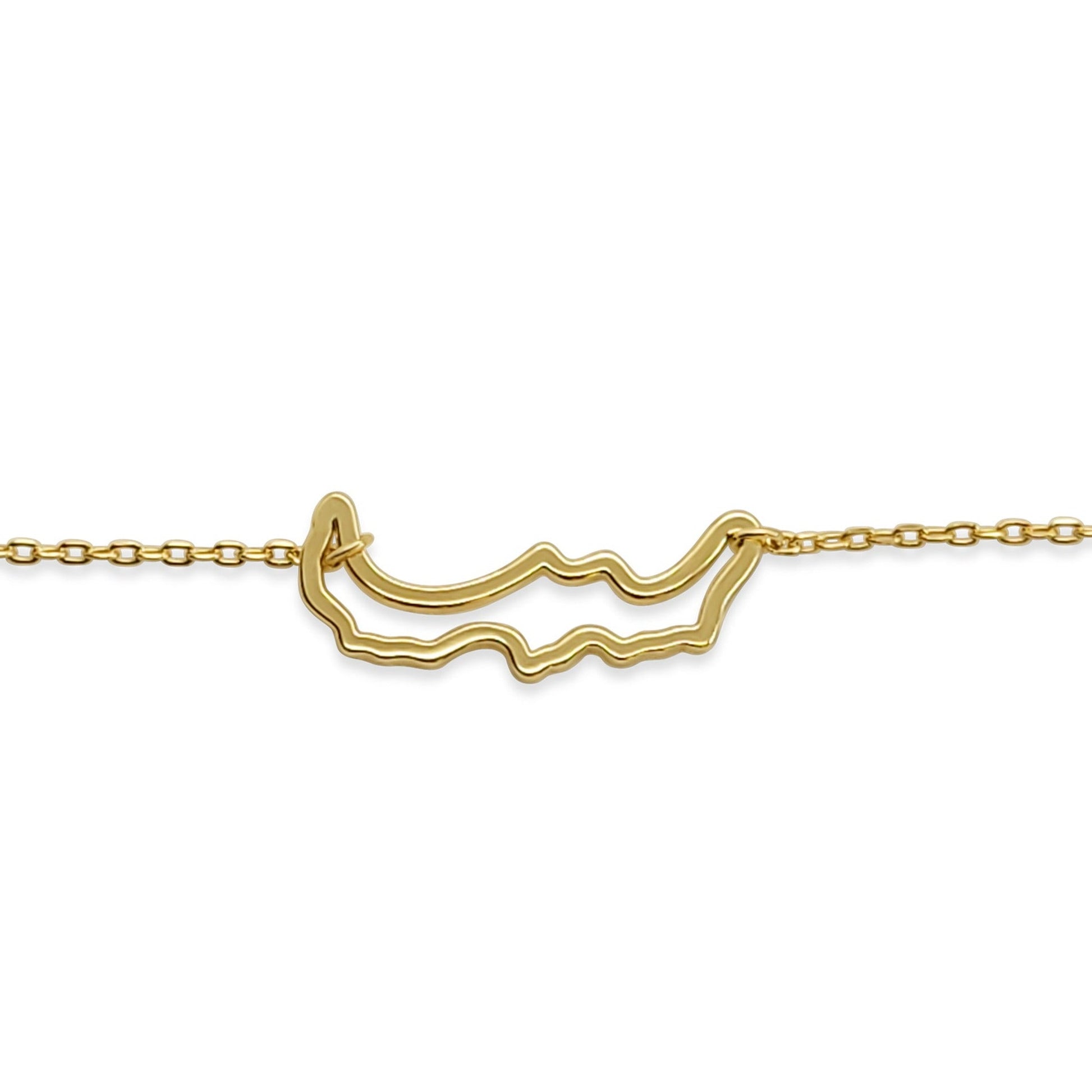 close up of gold platd sterling silver petite Savary Island adjustable bracelet. savary island souvenir jewelry