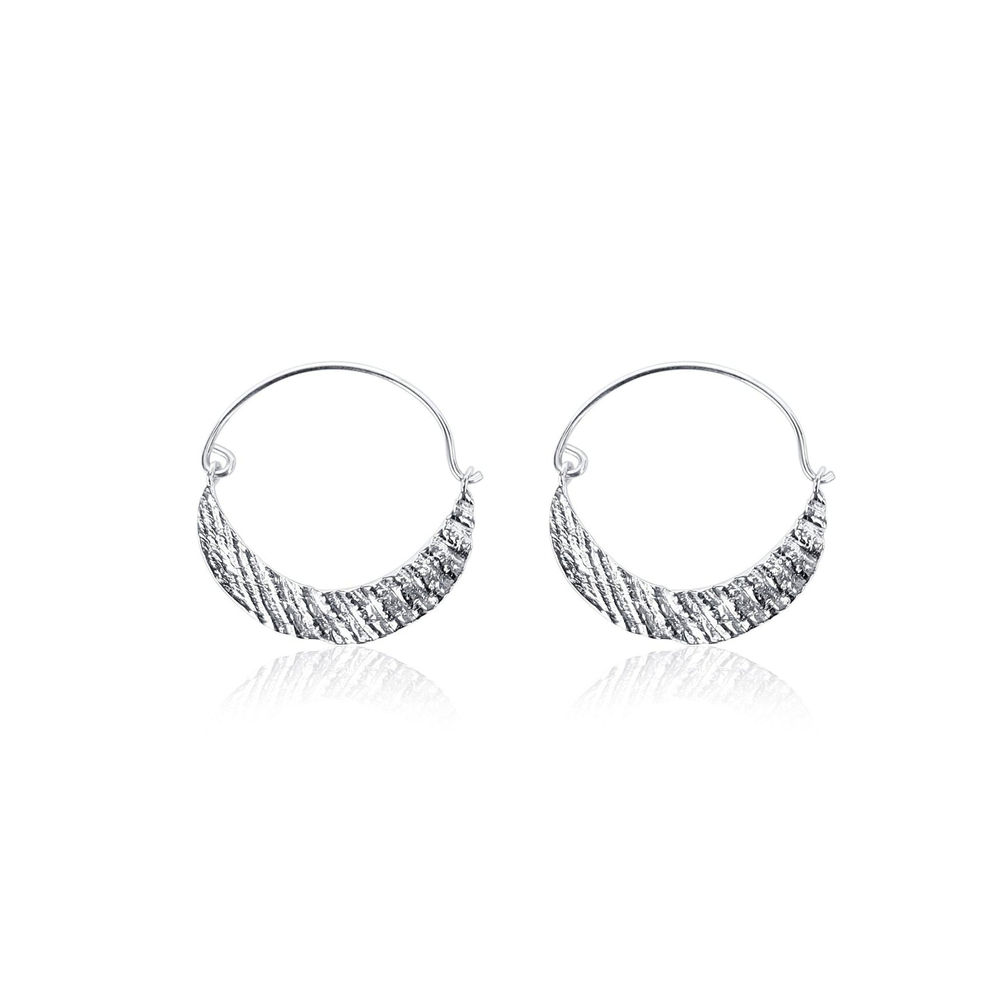 Marina crescent moon shell textured Little Hoop Earrings