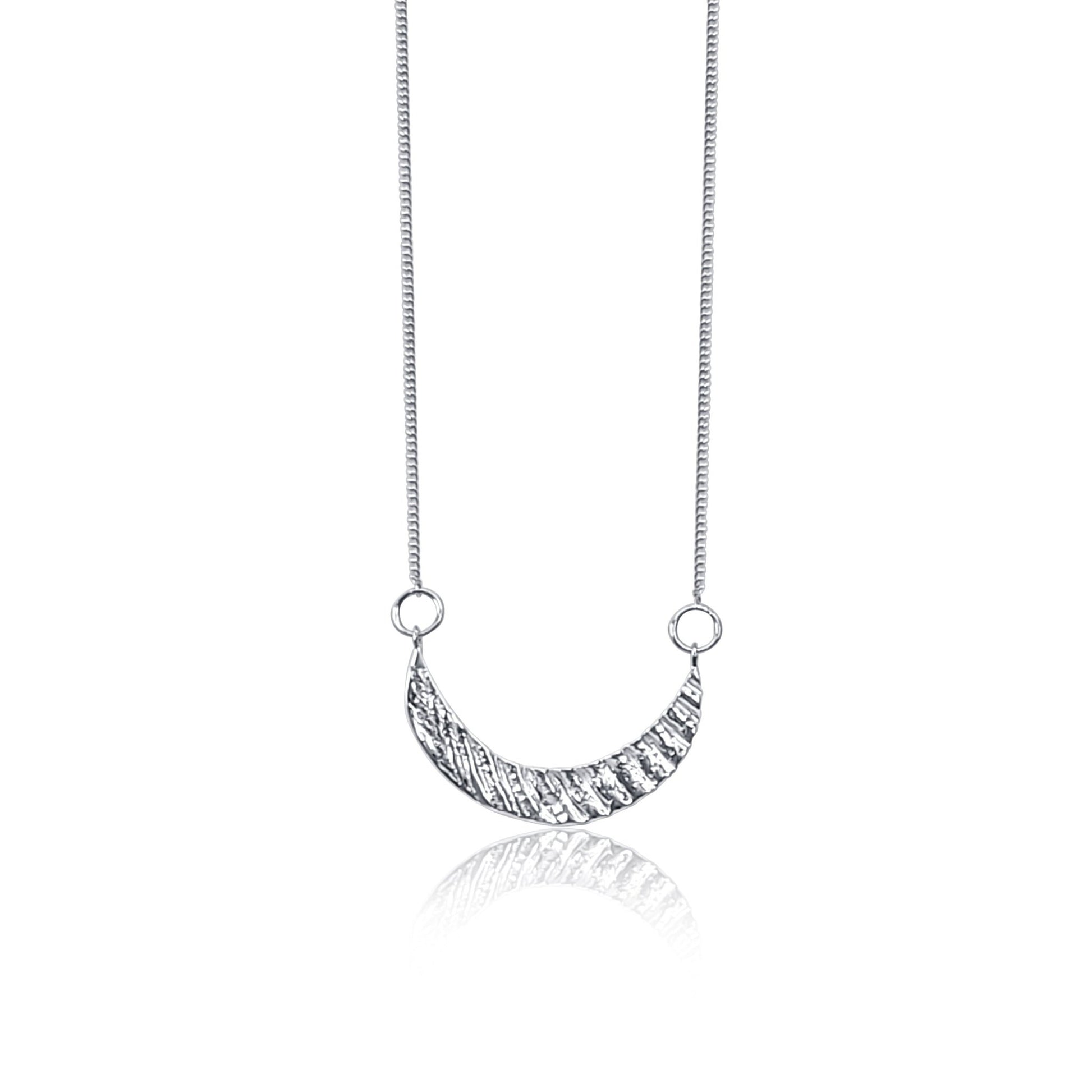 Marina sterling Silver Crescent Moon Shell Necklace with adjustable silver chain