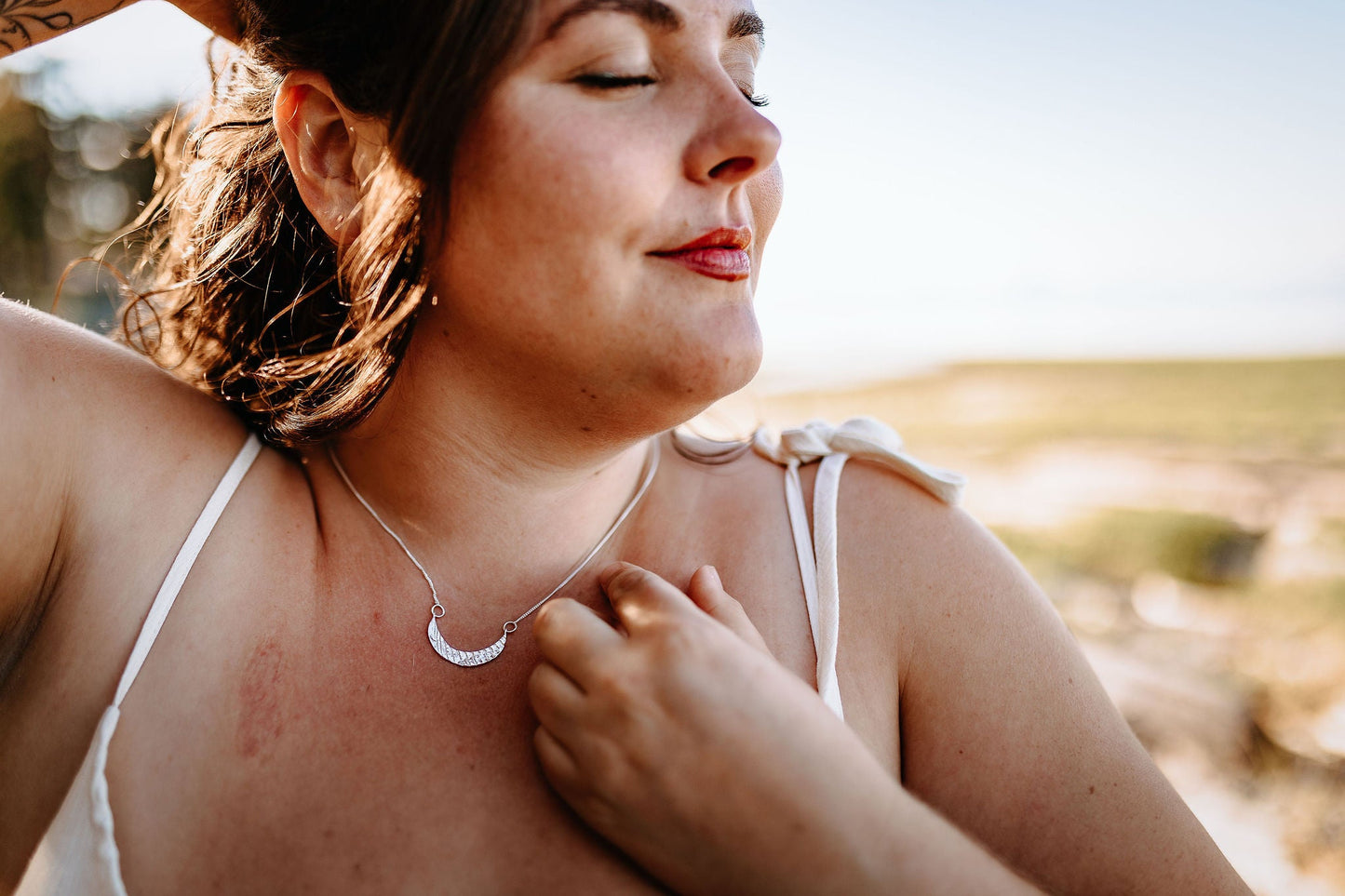 Marina Silver Crescent Moon Shell Necklace