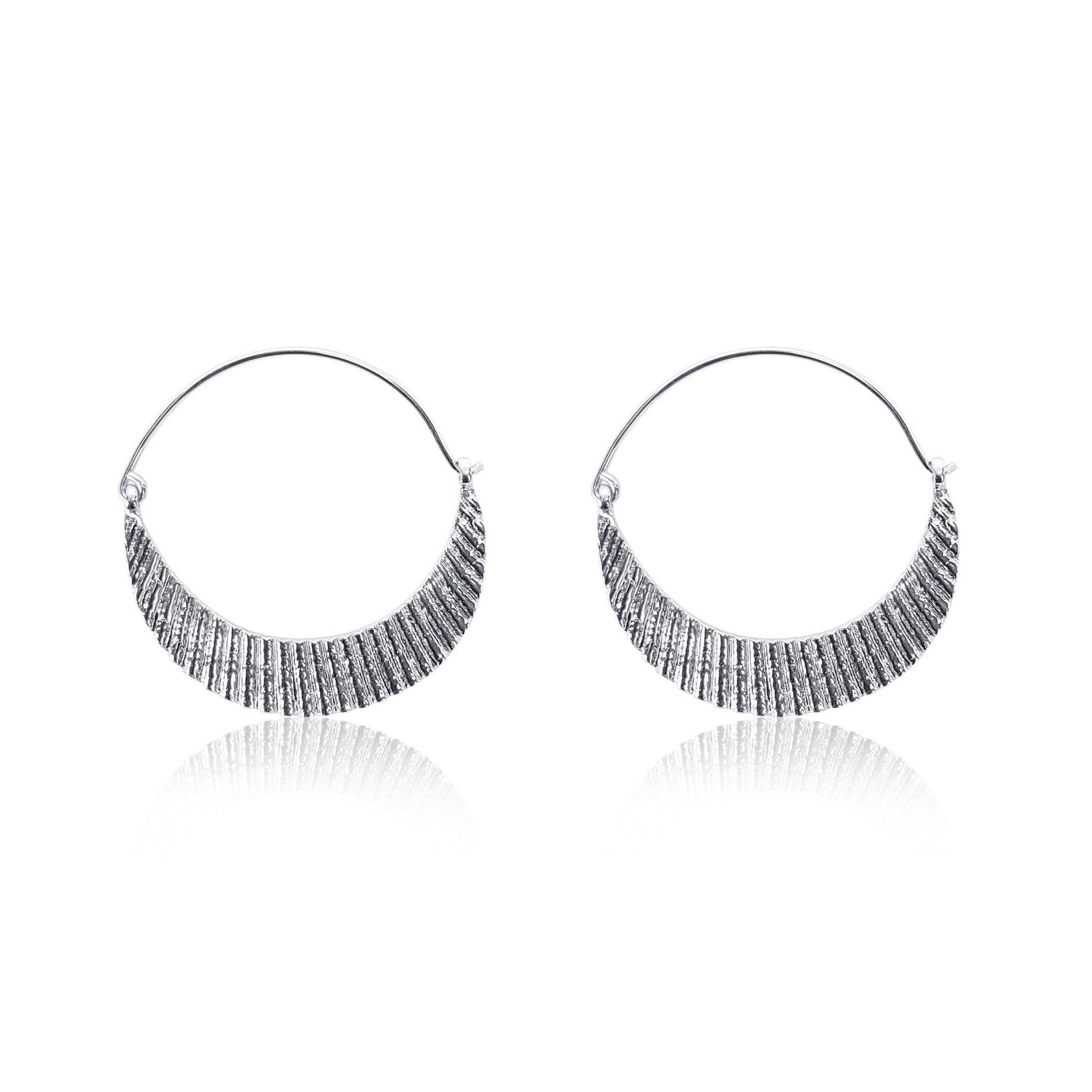 sterling silver Marina Big Hoop  Earrings with shell texture