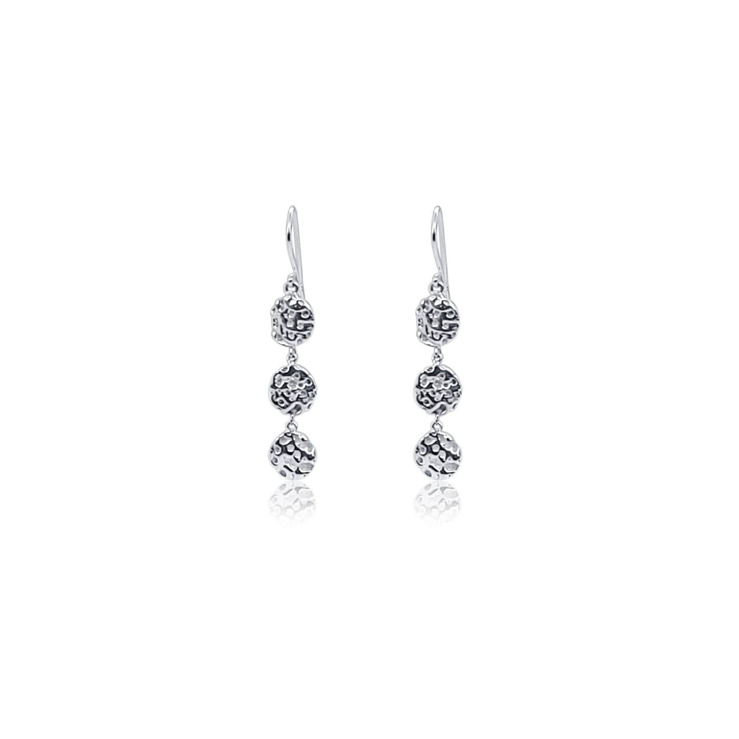 sterling silver Meribel triple circle Chandelier earrings on french ear wires