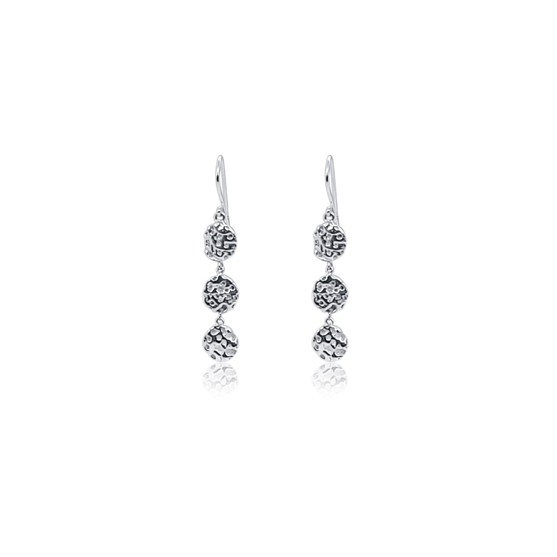 sterling silver Meribel triple circle Chandelier earrings on french ear wires