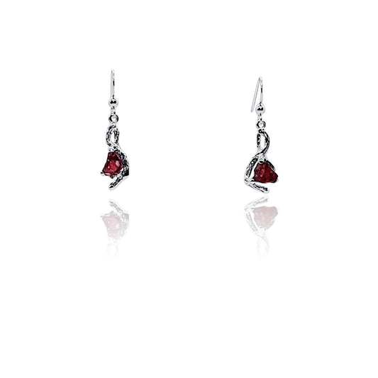 Silver Garnet Dangle Earrings