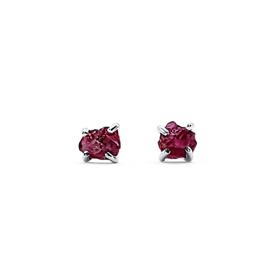 Silver Garnet Stud Earrings