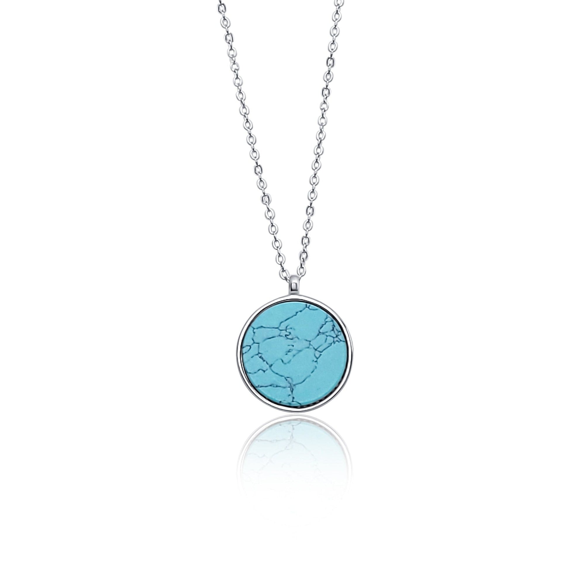 back of Little High Tide Silver and Turquoise reversible pendant necklace with adjustable chain 