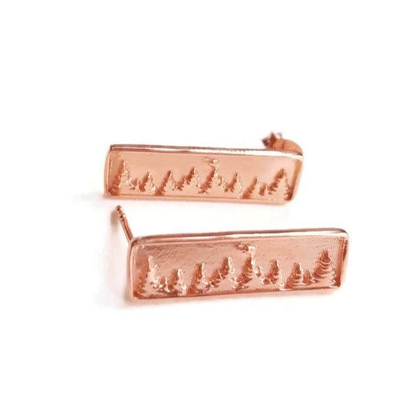 18k plated rose gold stud earrings, earring studs, post earrings